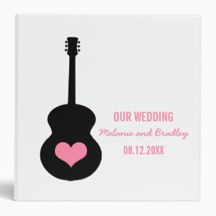 Classeur Mariage de coeur de guitare noire/rose