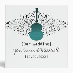 Classeur Mariage de guitare turquoise Swirls