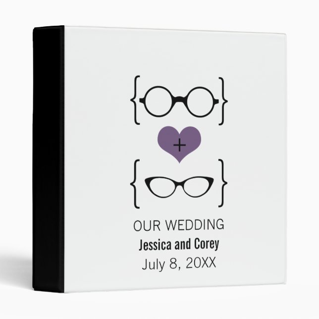 Classeur Mariage de lunettes Geeky violet (Devant/Côté)
