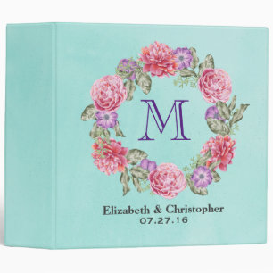 Classeur Mariage de monogramme de l'aquarelle florale