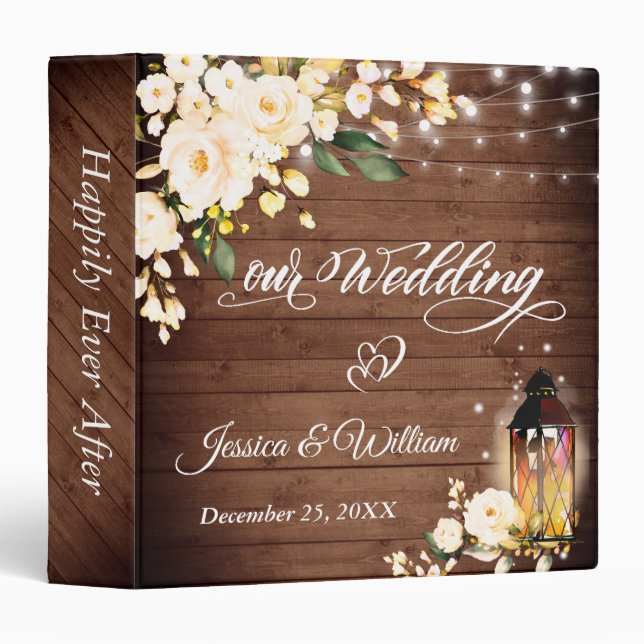 Classeur Mariage de photo Blush Rose Floral Greenery Classe (Devant/Côté)