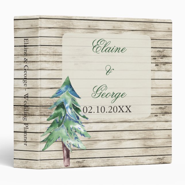 Classeur Mariage de pin de bois rustique (Devant/Côté)