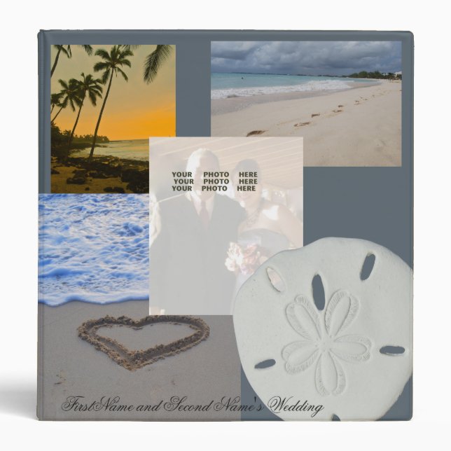 Classeur Mariage de plage Sanddollar et album photos de (Devant)