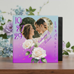 Classeur Mariage de printemps Roses Ombré Aquarelle Violet 