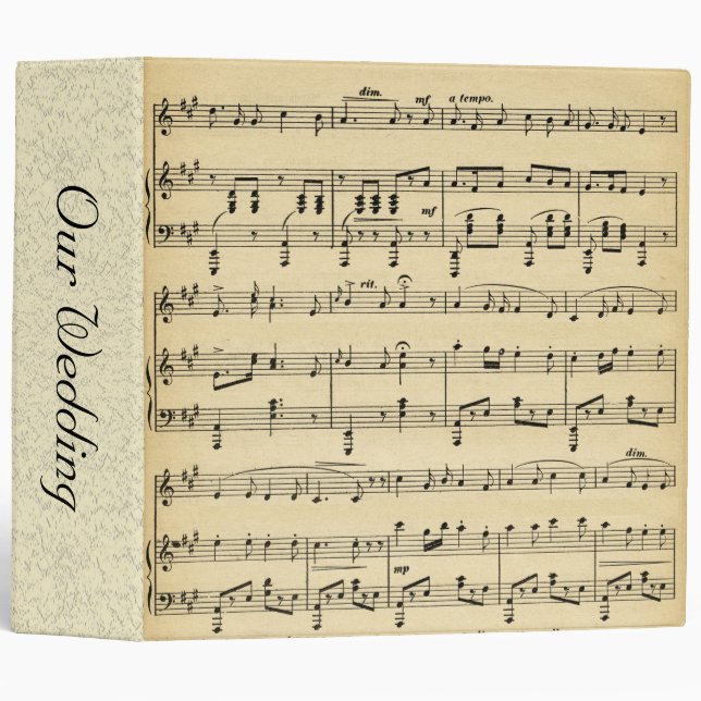 Classeur Mariage de thème musical (Devant/Côté)