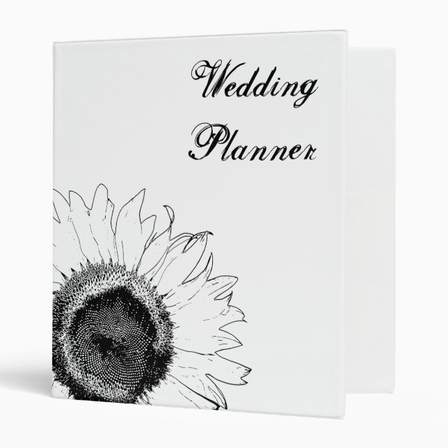 Classeur Mariage de tournesol noir et blanc (Devant/intérieur)