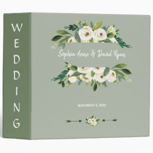 Classeur Mariage d'écriture moderne florale blanche