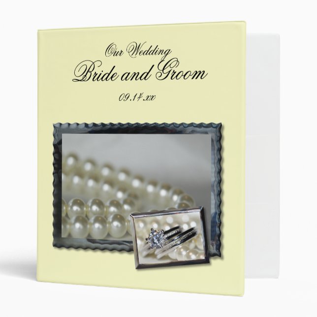 Classeur Mariage des anneaux et des perles blanches (Devant/intérieur)