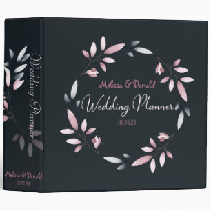 Classeur Mariage élégant aquarelle rose marine