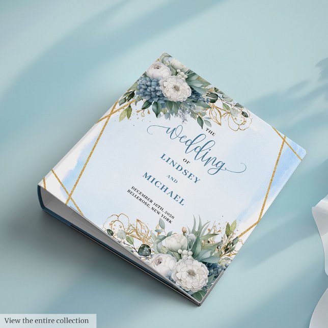 Classeur Mariage élégant Dusty Blue Eucalyptus (Sophisticated Dusty Blue Eucalyptus Wedding Planner)