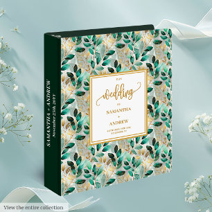 Classeur Mariage élégant émeraude or eucalyptus souvenir