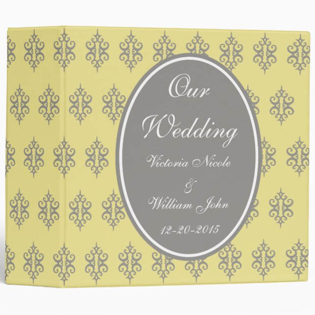Classeur Mariage élégant Jaune et Grey (Devant/Côté)