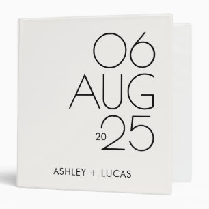 Classeur Mariage Élégant Minimaliste Style Écru Blanc Gras