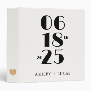 Classeur Mariage Élégant Minimaliste Style Écru Blanc Gras