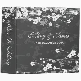 Classeur Mariage élégant noir de fleurs de cerisier