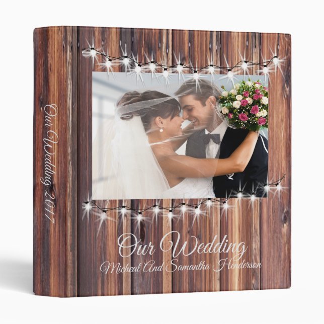 Classeur Mariage en bois de Barnwood (Devant/Côté)