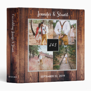 Classeur Mariage en bois de monogramme de collage de photo