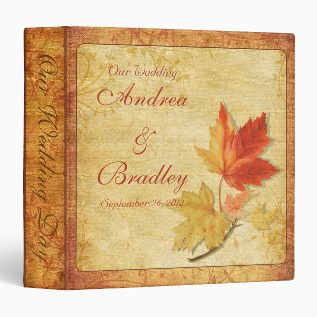 Classeur Mariage Feuille d'automne (Devant/Côté)