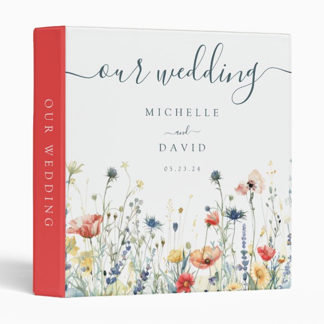 Classeur Mariage Fleur sauvage dynamique (Devant/Côté)