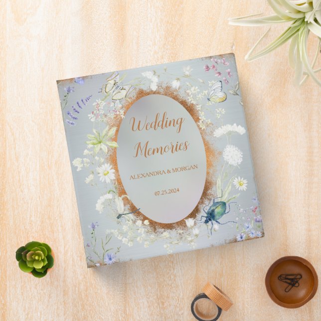 Classeur Mariage Fleur sauvage élégant bleu (In Situ)