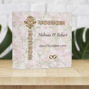 Classeur Mariage fleuri à bijoux d'or