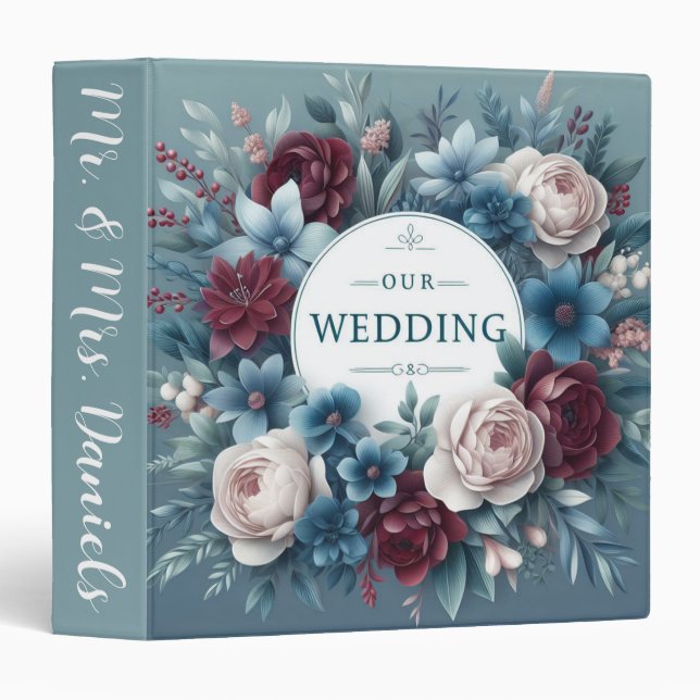Classeur Mariage floral (Devant/Côté)