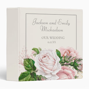 Classeur Mariage floral à l'aquarelle rose blush et crème