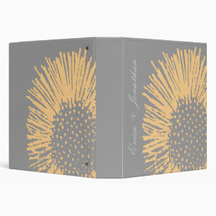 Classeur Mariage floral Abstrait jaune et gris Organisateur