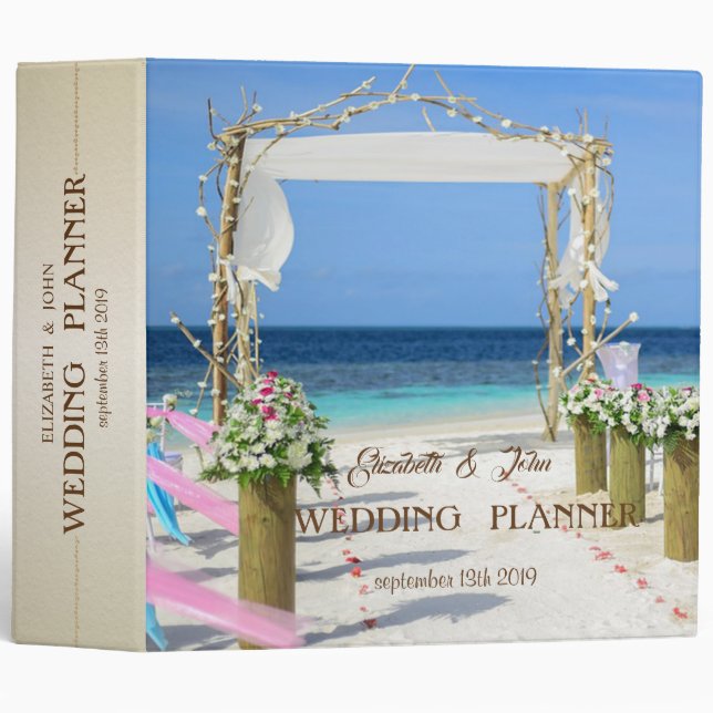 Classeur Mariage Floral Arbor de Plage (Devant/Côté)