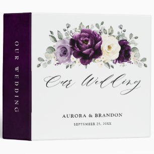 Classeur Mariage floral blanc blanc blanc blanc de prune d'