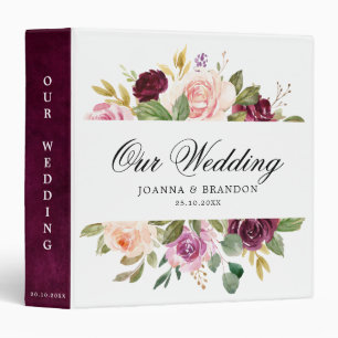 Classeur Mariage floral de Plum violet rose pâle