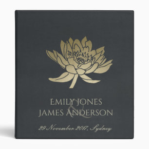 Classeur Mariage FLORAL GLAMOREUX OR BLEU NOIR LOTUS