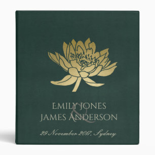 Classeur Mariage FLORAL GLAMOREUX OR SOMBRE VERT LOTUS
