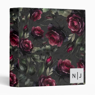 Classeur Mariage floral gris ombré aux roses rouges de Bord