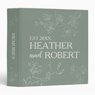 Classeur Mariage floral personnalisé de couleur vert foncé