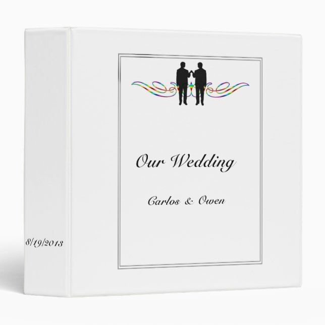Classeur Mariage Gay Rainbow Elegance Groom (Devant/Côté)