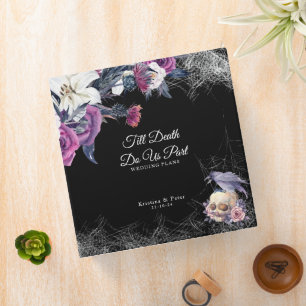 Classeur Mariage gothique floral élégant noir violet crâne