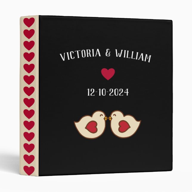 Classeur Mariage Inséparable rétro personnalisé (Devant/Côté)