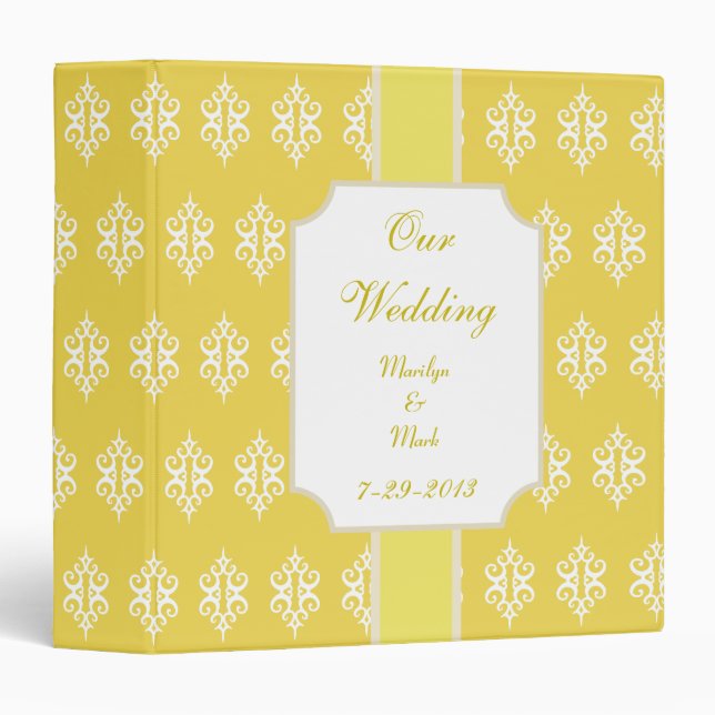 Classeur Mariage Jaune personnalisé (Devant/Côté)