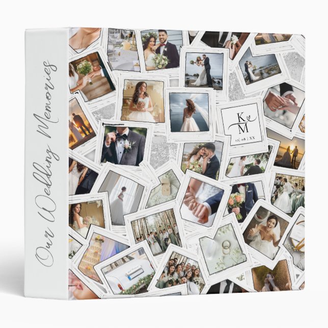 Classeur Mariage Keepsaké 30 Photo Collage White ID1065 (Devant/Côté)