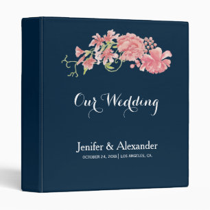 Classeur Mariage marine floral de minuit