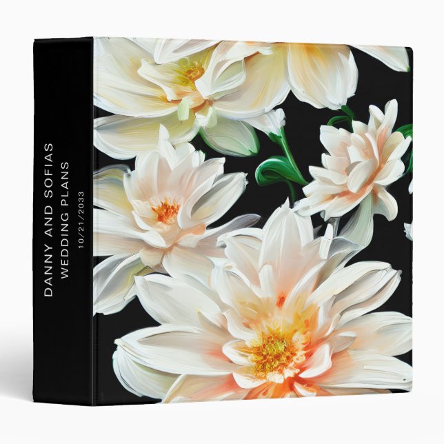 Classeur mariage moderne floral plan moderne élégant (Devant/Côté)
