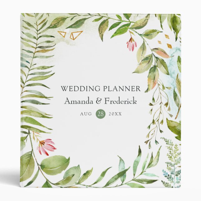 Classeur Mariage Monogramme géométrique Cristal vert (Devant)