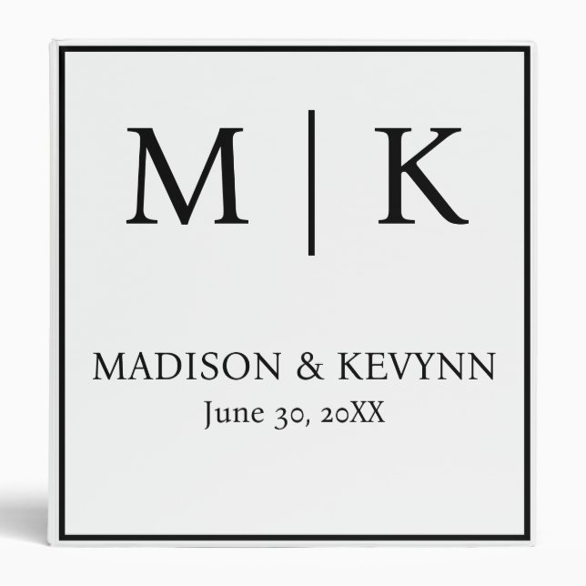Classeur Mariage Monogramme noir et blanc (Devant)