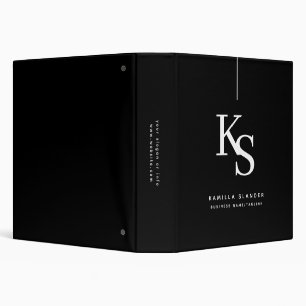Classeur Mariage Monogramme Noir Simple Luxe