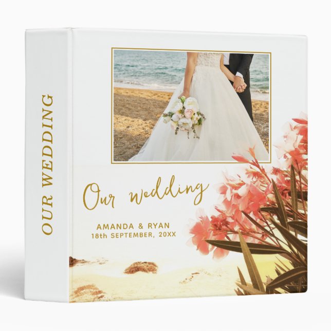 Classeur Mariage Photo Album Oleander sur la plage (Devant/Côté)
