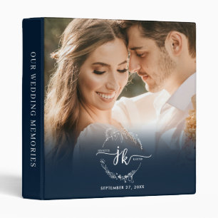 Classeur Mariage photo de la marine Blue Floral Wreath