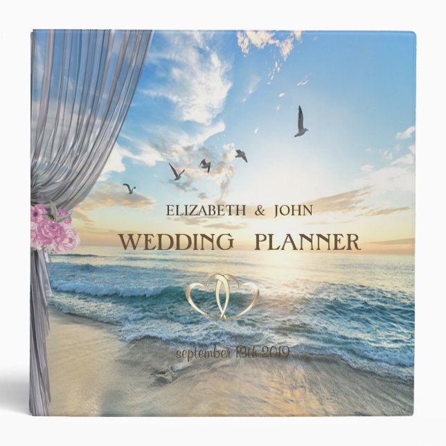 Classeur Mariage plage coucher du soleil, rideau, Fleurs (Devant)