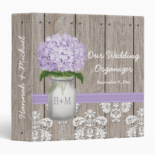 Classeur Mariage pourpre décoré d'un monogramme d'hortensia