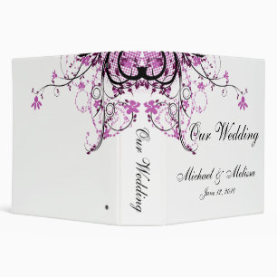 Classeur Mariage pourpre, noir et blanc floral abstrait